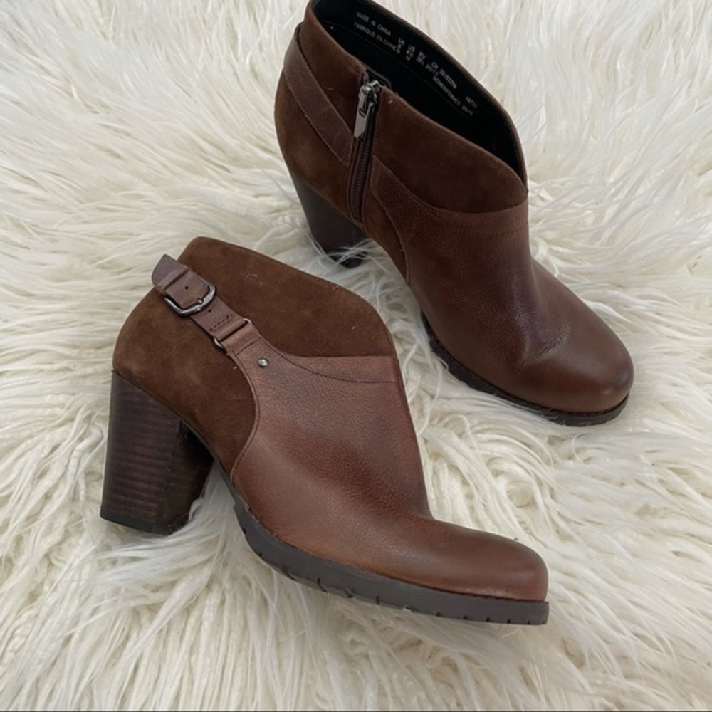 Clarks mission Parker brown leather suede boot 8.5